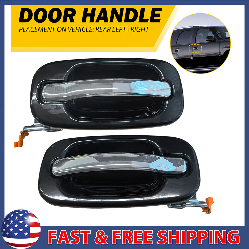 Chrome Black Exterior Door Handle Pair Set for Silverado Pickup Truck