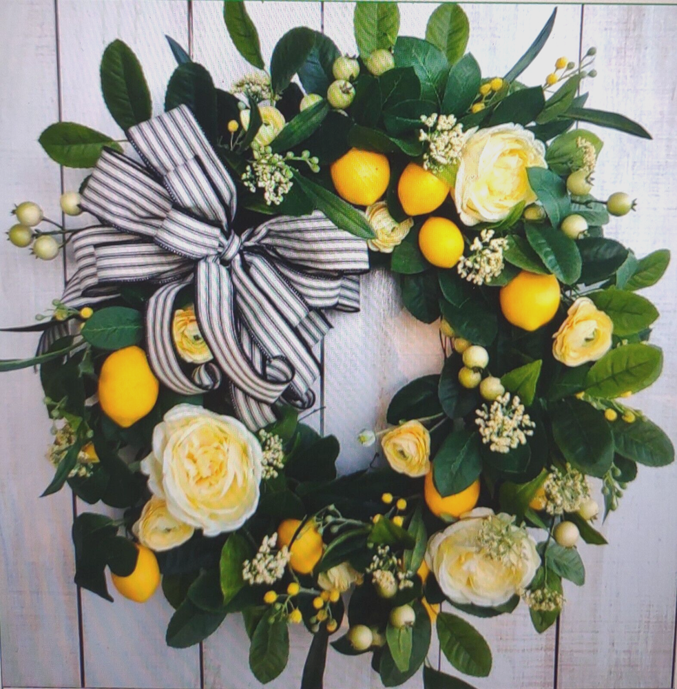 Colorful Floral Seasonal Wreath for Front Door or Porch Decor-image