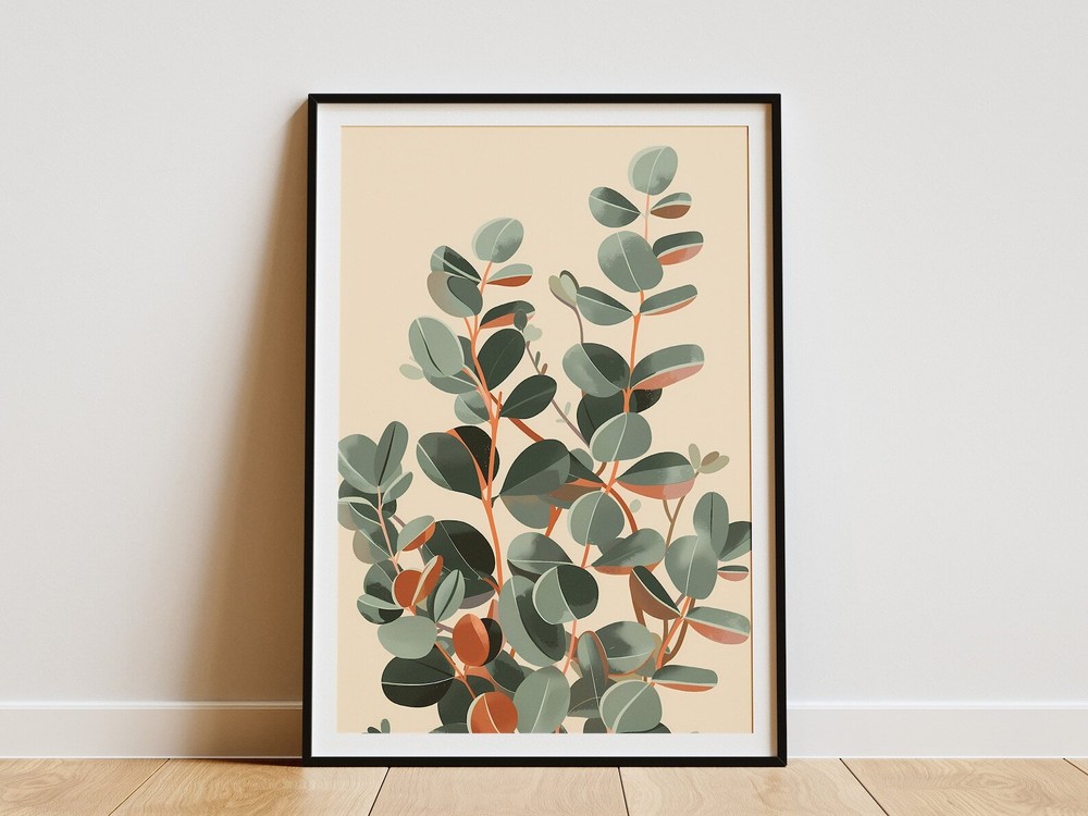 Minimalist Plant Poster Abstract Botanical Print Green Leaf Wall Art Modern