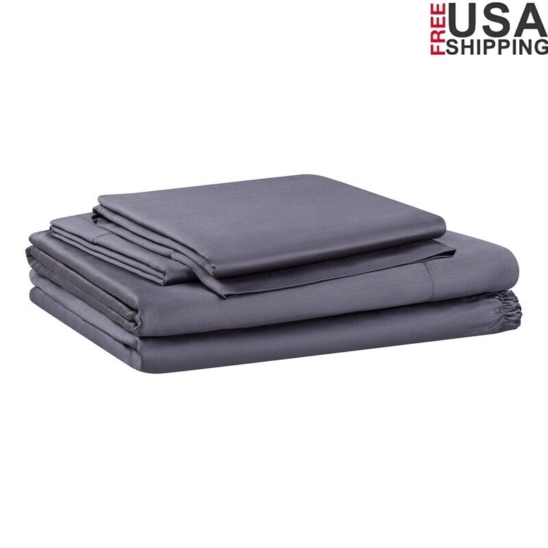 Soft Silky 4-Piece King Bamboo Rayon Bed Sheet Set - Moisture-Wicking Sateen 300TC