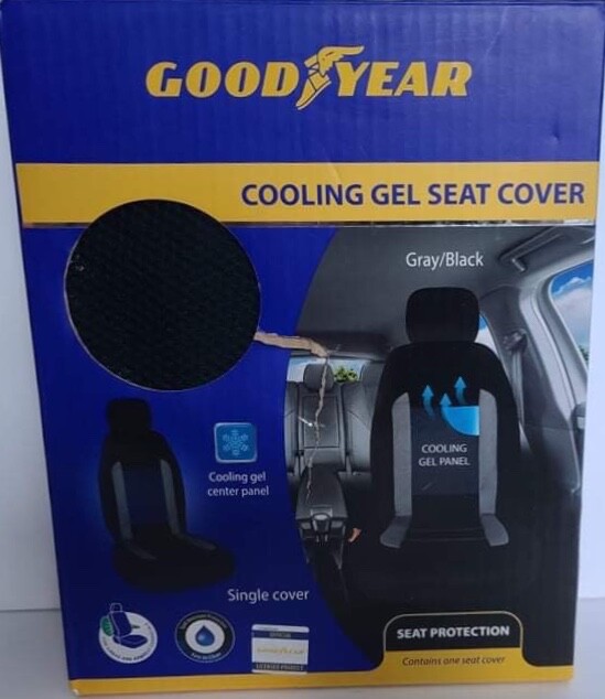 Good Year cooling gel single slip on cushioned seat cover gray black NEW-image