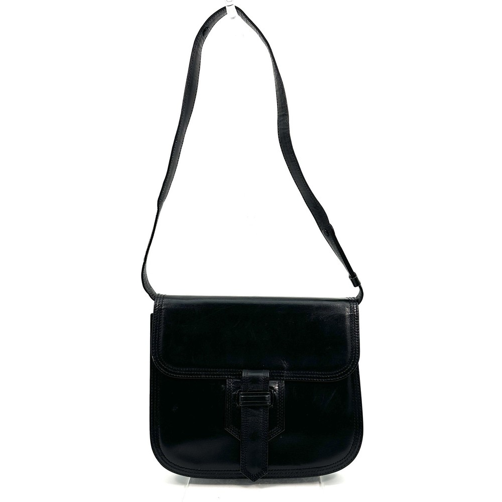 Yves Saint Laurent Authentic Black Leather Shoulder Bag from Japan