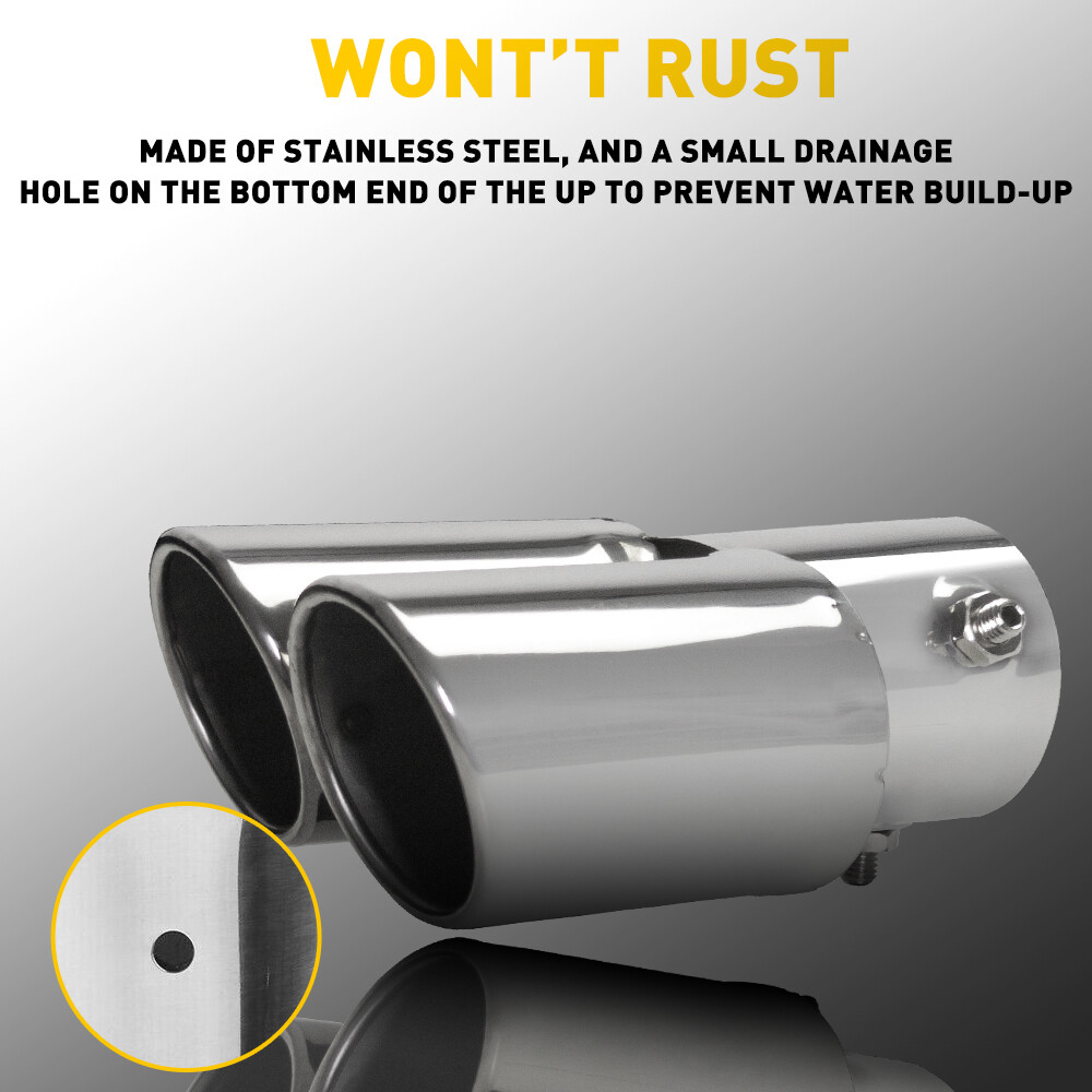 Universal Car Rear Dual Exhaust Pipes Tail Muffler Chrome Tip Accessories AUXITO