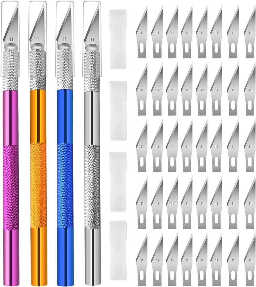 4PCS Exacto Knife Set with 40PCS Spare Blades for Crafting