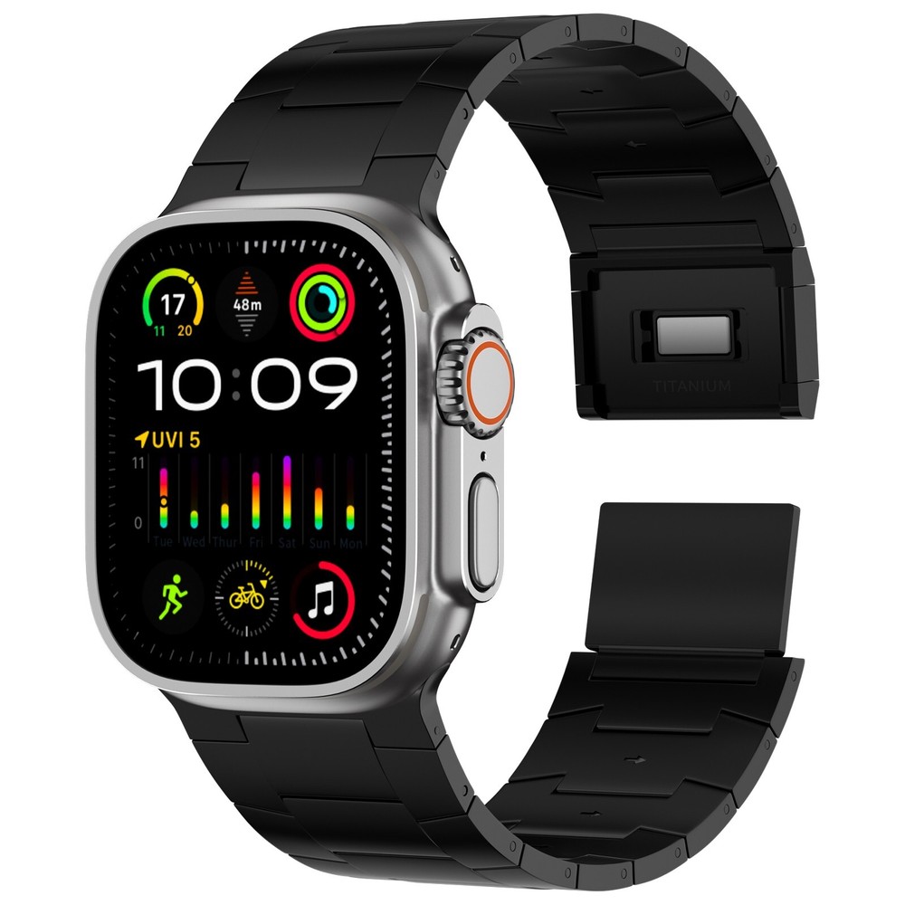 26mm Wide Full Titanium Watch Band with Magnetic Clasp for Apple Watch Black