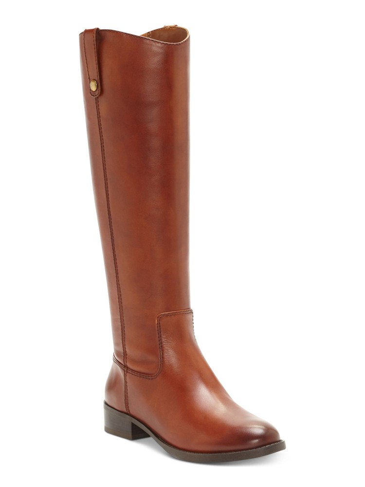 INC Womens Brown At Sides Fawne Toe Block Heel Leather Riding Boot 8 M