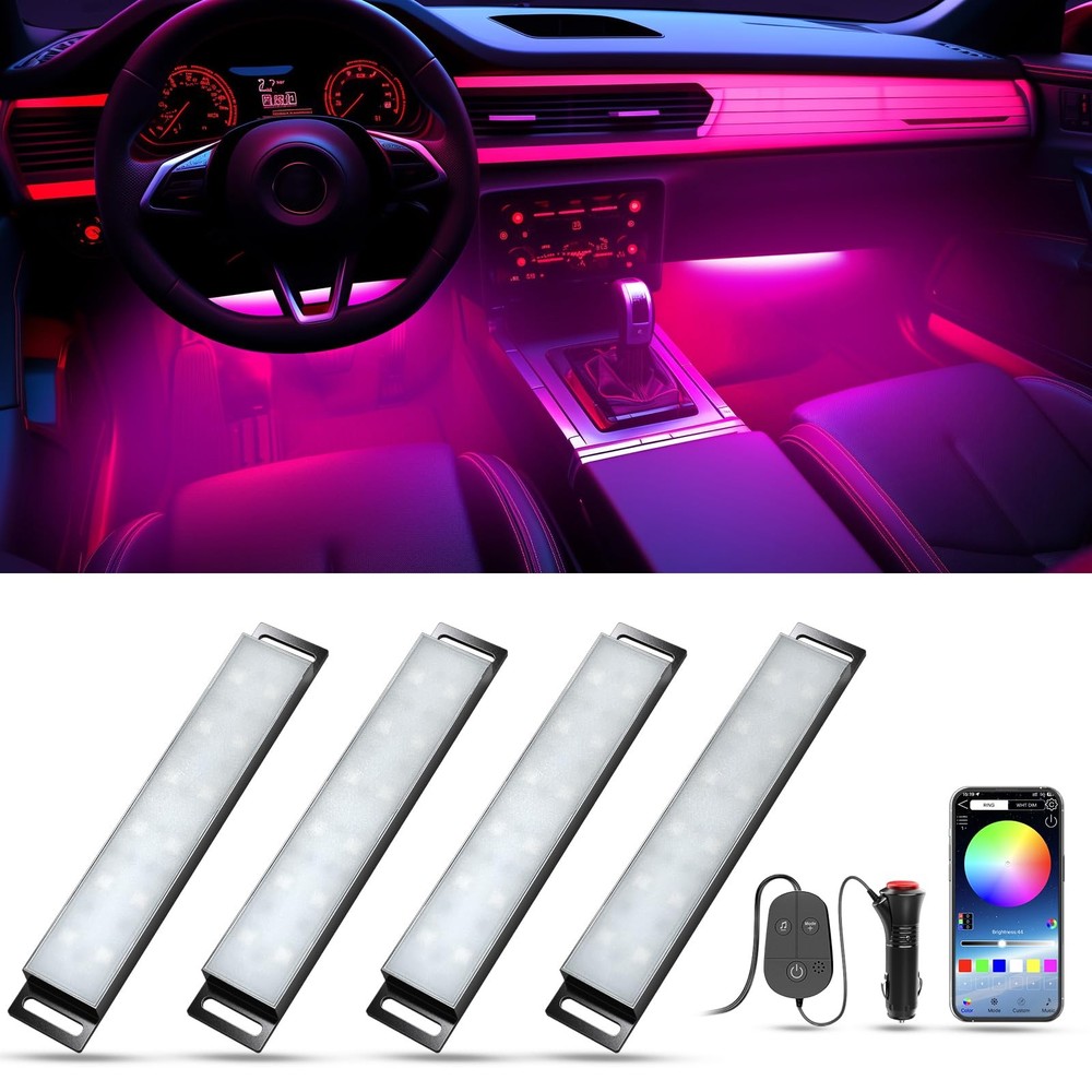 Honalia Car Lights Interior, LED APP+ Box Control, 4-Lines Cigarette Lighter