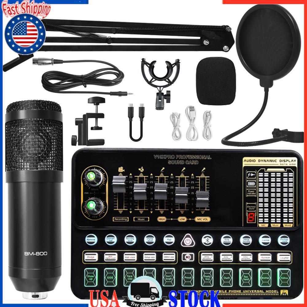 V10 Live Sound Card Set Condenser M800 Microphone Mobile Karaoke Live Equipment