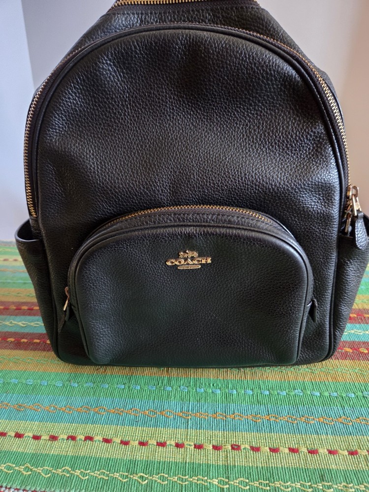 Coach 5666 Women's  Black Pebble Leather Court Backpack -