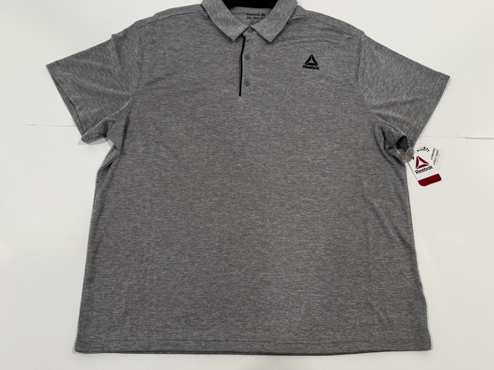New Reebok Men's Gray Short Sleeve Collared Polo Shirt Size 3XL Solid Button