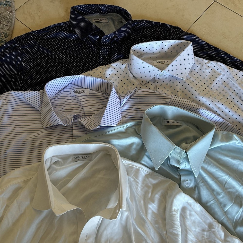 Collars & Co Shirt Mens Size Large Lot of 5 Dress Collar Polo