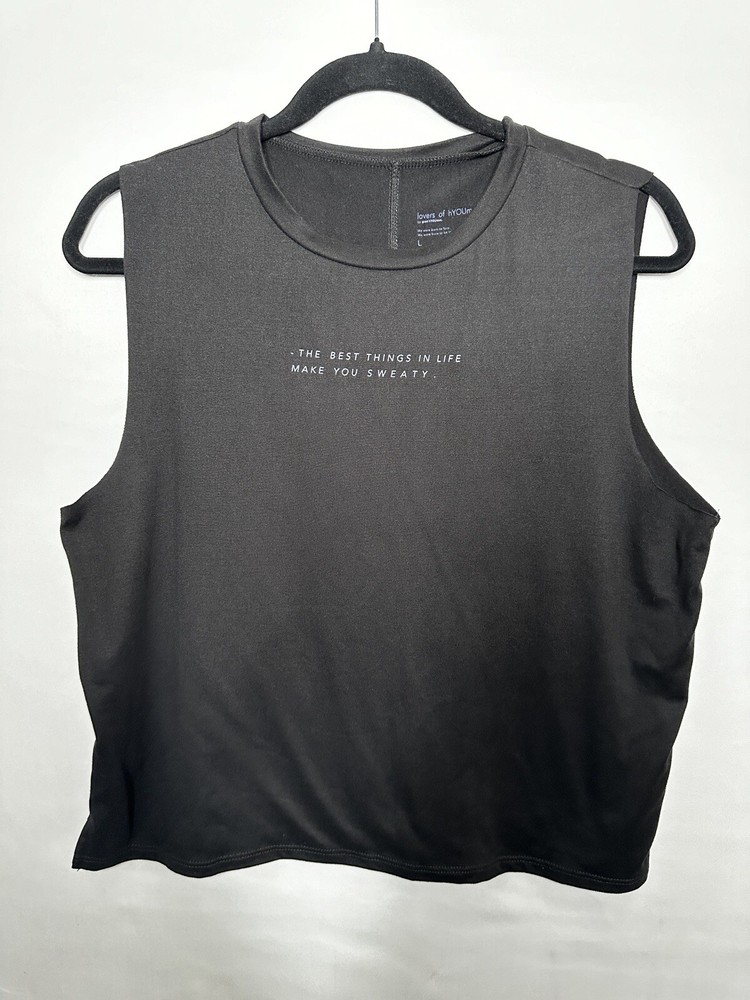 GOOD HYOUMAN Best Things In Life Tank Top Women’s Size Large Black Soft