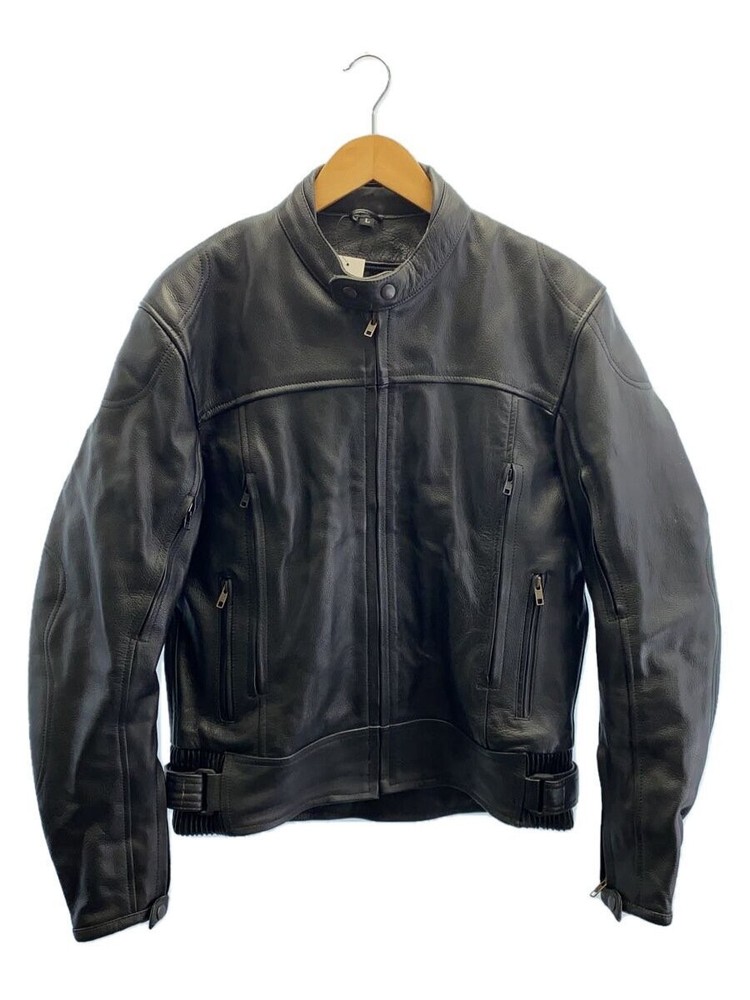 Men's Black Leather Single Rider Jacket Size L Style 2246