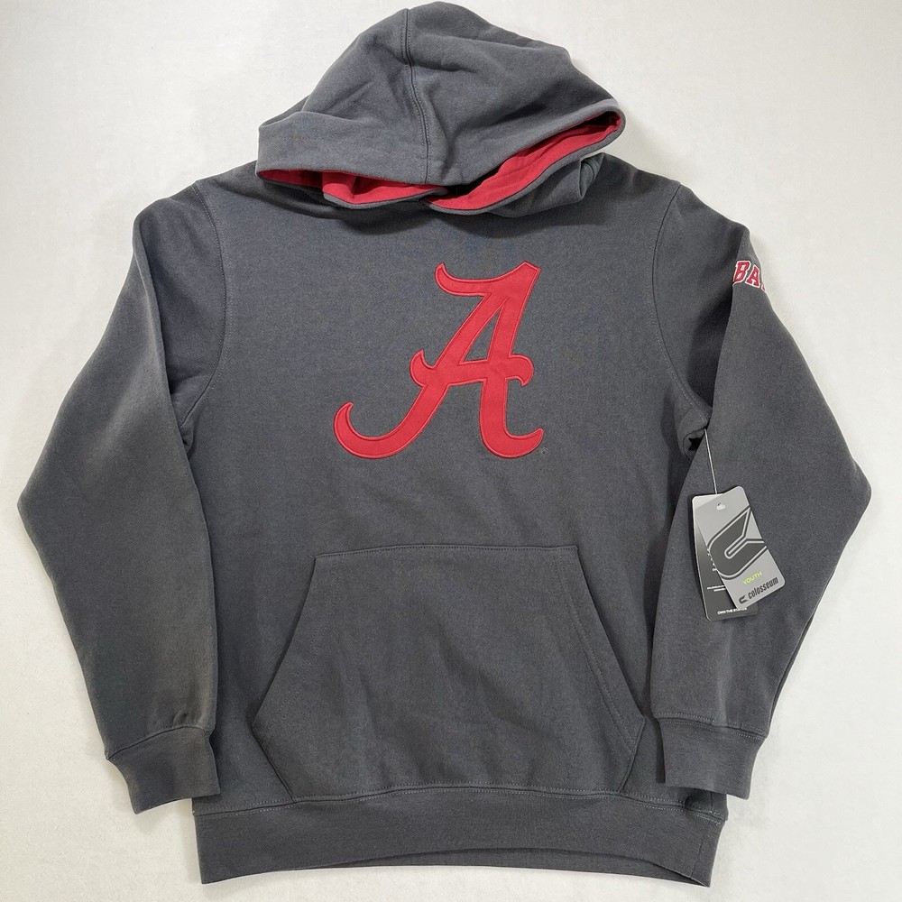 Colosseum Alabama Crimson Tide Youth Small Hoodie Gray Pockets Stitched NCAA New