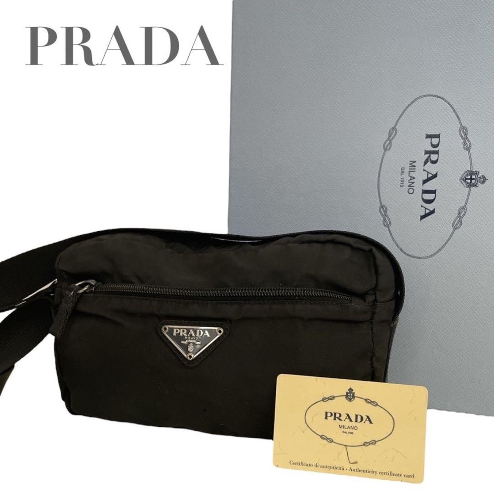 Authentic Prada Black Nylon Triangle Logo Camera Bag 15x23cm Crossbody