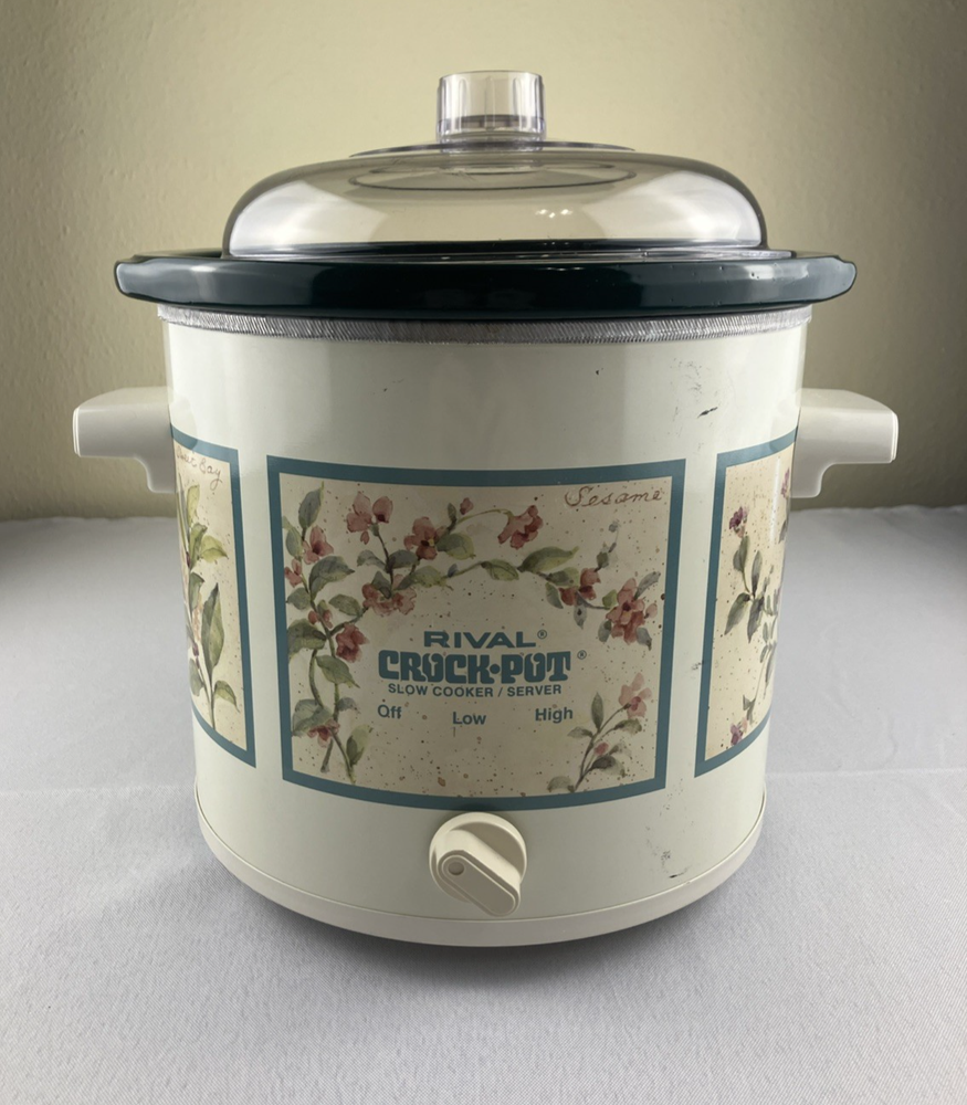 Rival Crockpot Model 3150 3.5 Qt Slow Cooker w/Removeable Crock Flower & Herb