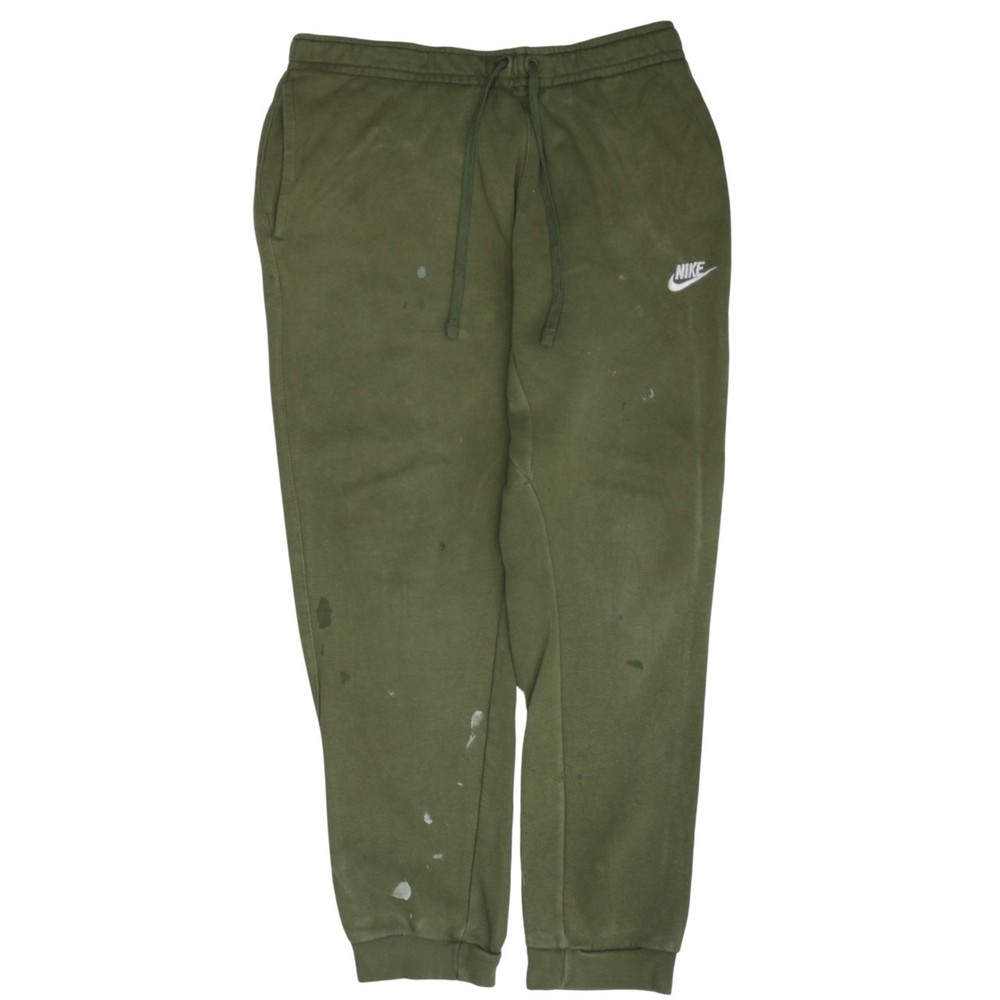 Nike Mens Joggers Olive Green Fleece Adjustable Elastic Waist Cuffed Pockets L