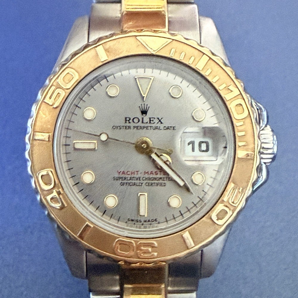 ROLEX Ladies Yacht Master 78733 Platinum Dial 18K YG Stainless Steel 29mm Y2K