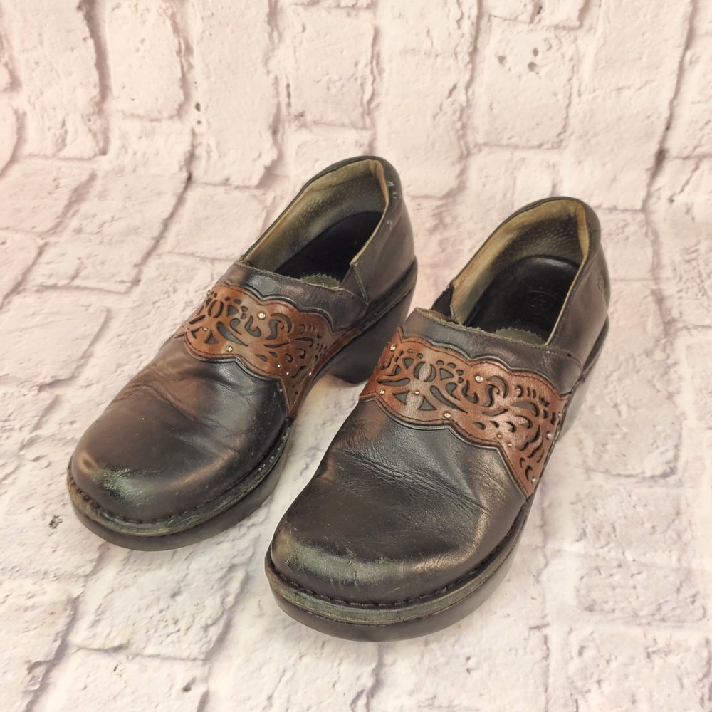 Ariat Tambour Clogs Womens Shoes Size 8B Black And Brown Leather Comfort Used