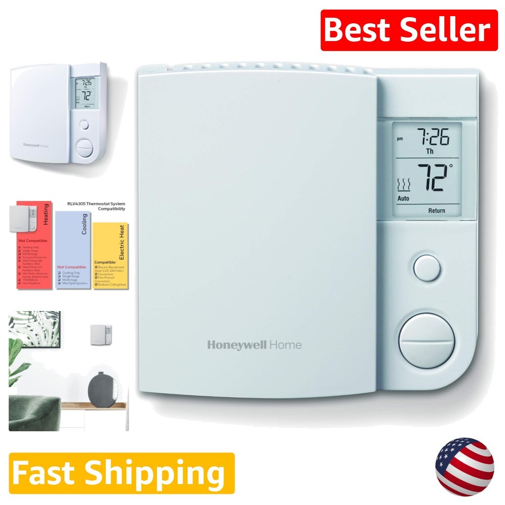 Efficient 5-2 Day Programming Thermostat for Electric Heaters - High Capacity