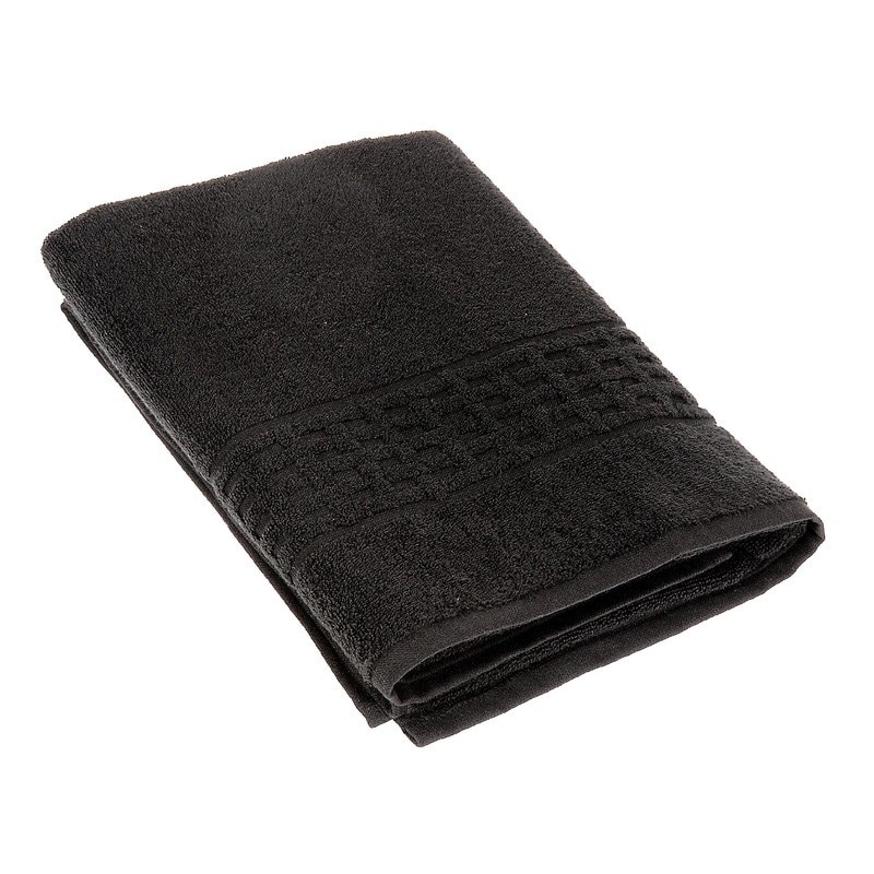 Basketweave Black Bath Towel Set of 2 27x50