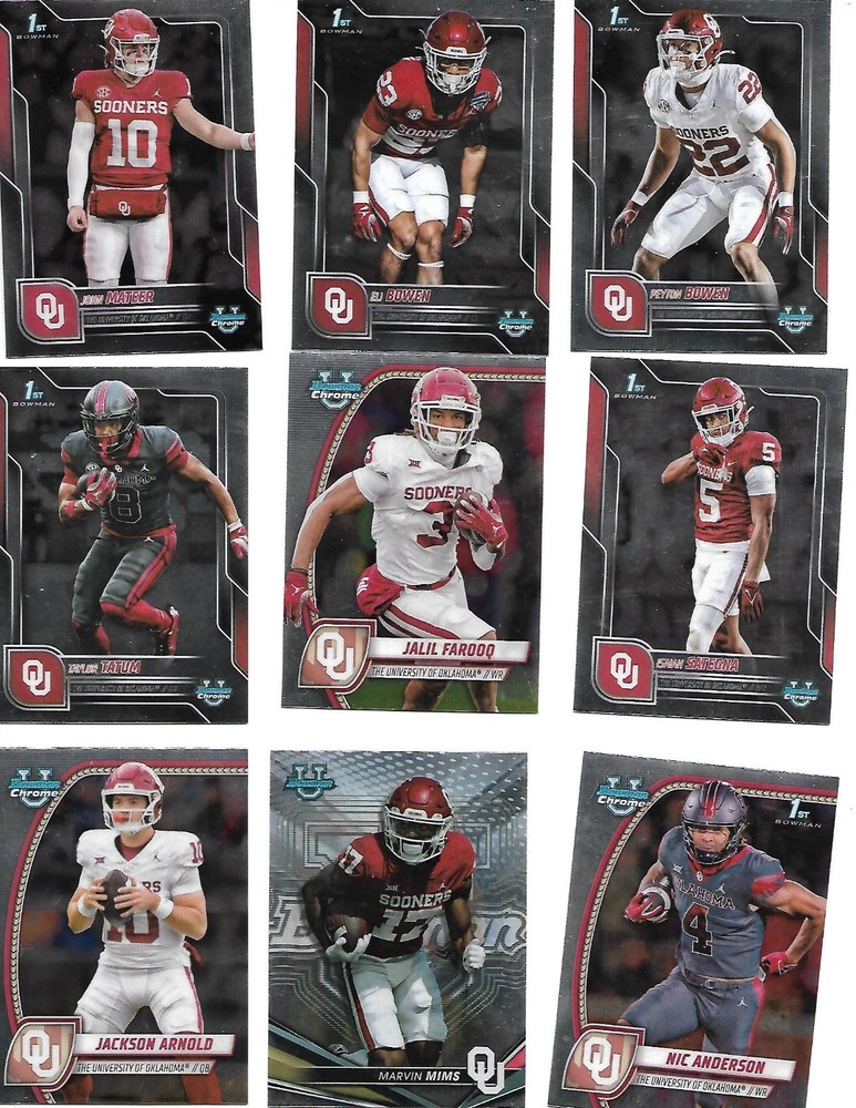 OKLAHOMA SOONERS 50 CARD LOT- MATEER, SATEGNA, HURTS, LAMB, MAYFIELD, W/2 AUTOS