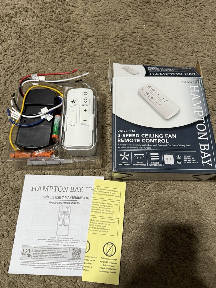 Hampton Bay Universal 3-Speed Damp Rated Ceiling Fan Remote Control with Dimmer