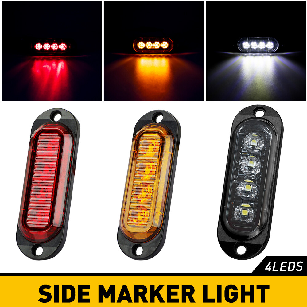 Amber 4pcs 4-LED Side Marker Lights Assembly Clearance Light Truck Trailer RV M