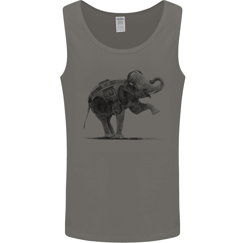 Dancing Musical Elephant Ghetto Blaster Mens Vest Tank Top