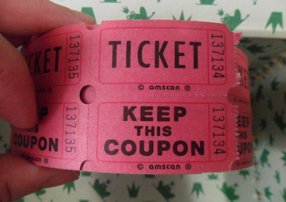 Pink / Red Double TICKET Keep This Coupon ROLL, Amscan, Almost Complete or 2000-image