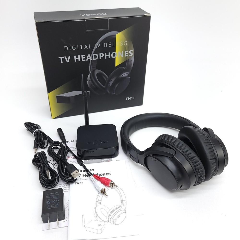 Rosida TH11 Wireless Over-Ear TV Headphones Bluetooth 2.4GHz Rechargeable Black