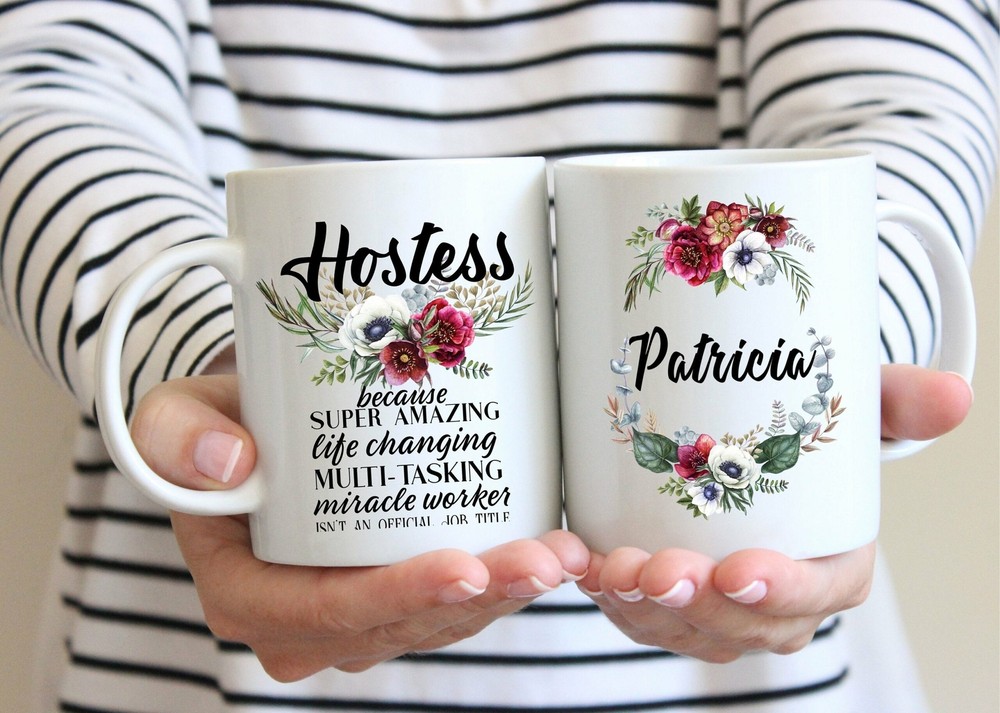 Personalized Hostess Gift For Women L Custom Name Floral Cup L Thank You