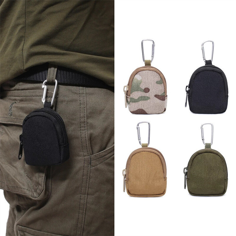 Mini Tactical EDC Keychain Wallet with Zipper for Coins & Keys