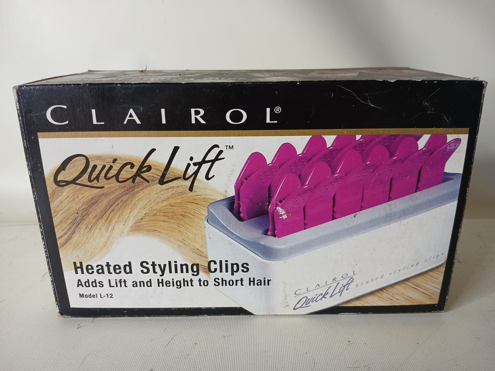 Clairol L-12 Quick Lift Heated Styling Clips - Pink New Vintage 1993