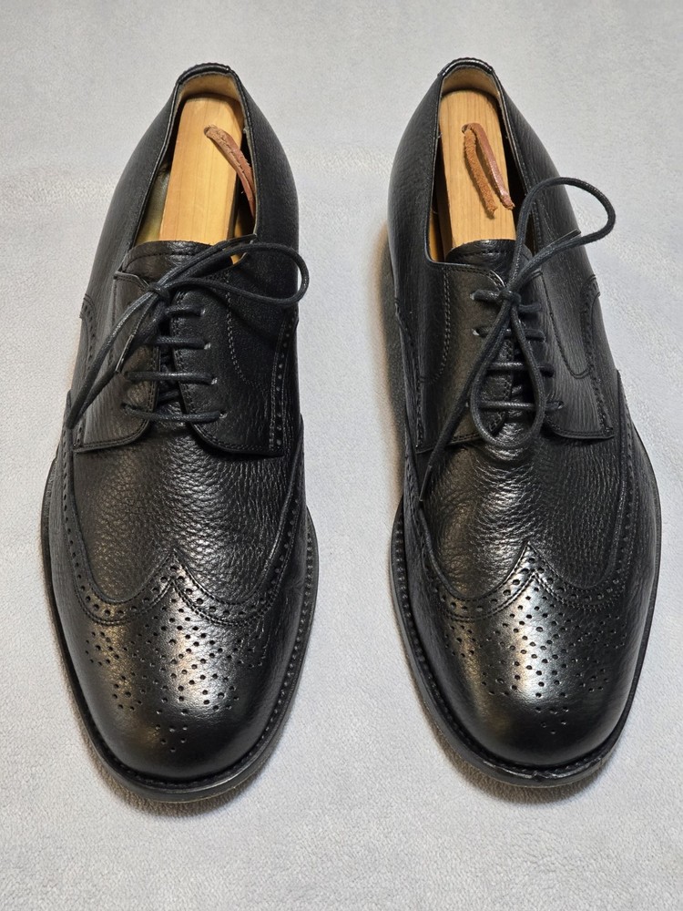 Calpierre Men's Black Wingtip Oxford Brogues Dress Shoes Size 41.5 Made In Italy