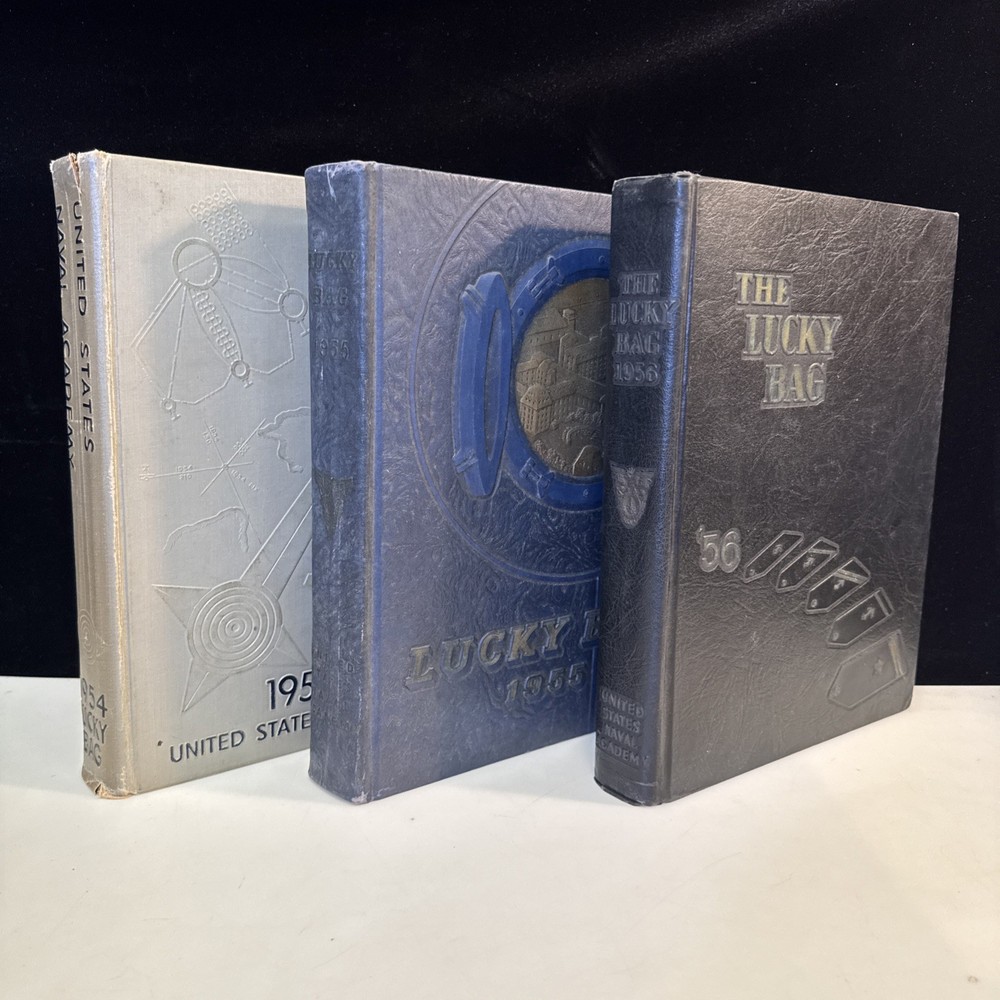 1954, 1955, 1956 The Lucky Bag United States Naval Academy Vintage Yearbook Lot