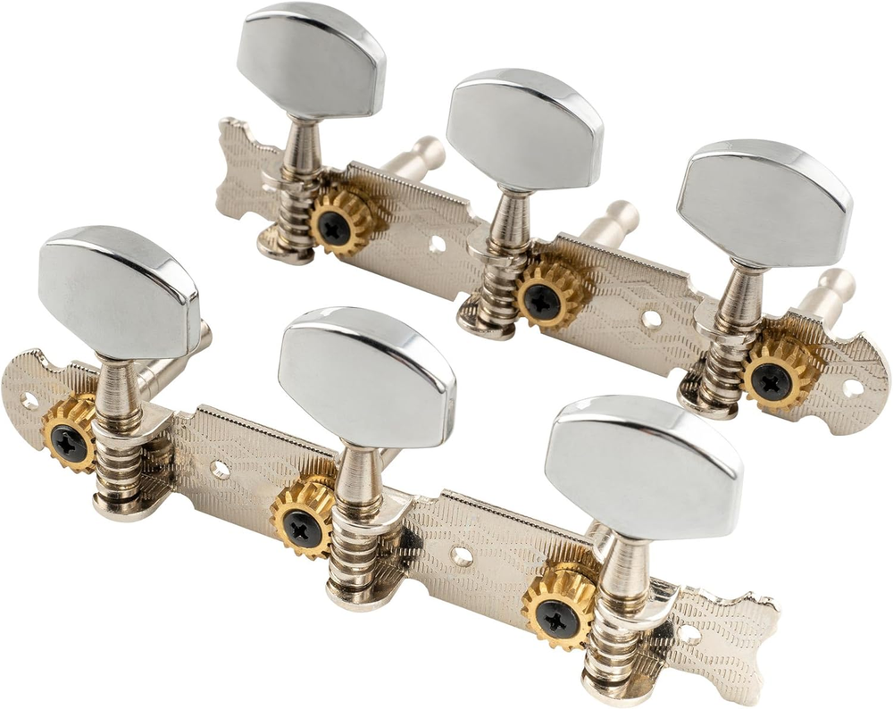 Pro 3+3 Acoustic Guitar Tuning Pegs Keys 3R3L Machine Heads Tuners Set, Nickel w