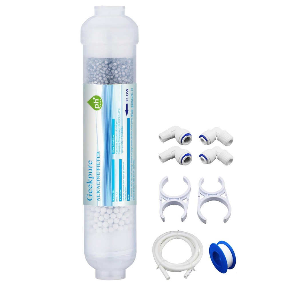 Geekpure 10-inch Universal Inline Alkaline Replacement Water Filter Kit pH+ f...