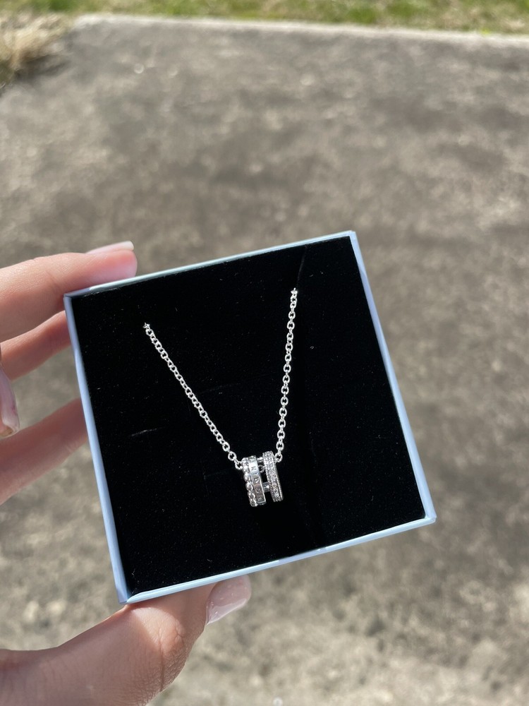 PANDORA Signature Logo Pave Beaded Pendant Necklace 20 Inch 392311C01