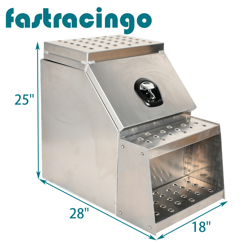 25×28×18 Side Mount Truck Tool Box with Saddle Step and Wide Open Design