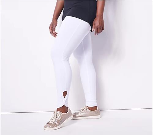 Women with Control Tummy Control Legging with Twist at Ankle (White, M) A489365
