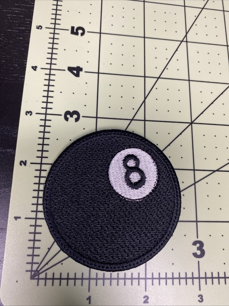 8-BALL PATCH embroidered iron-on POOL HALL BILLIARDS EIGHT MORALE BIKER EMBLEM