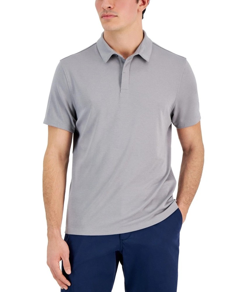 Alfani Polo Shirt Men's AlfaTech Stretch Solid Stretch Strom Gray,  L