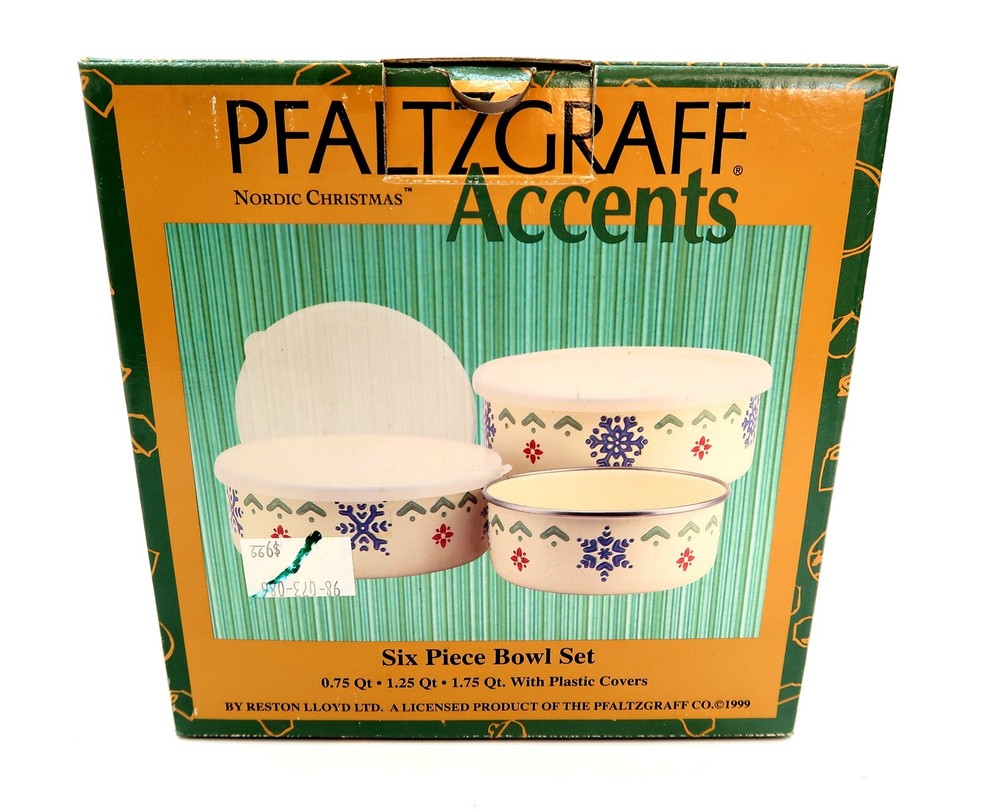 Pfaltzgraff Nordic Christmas 6-Piece Bowl Set in Original Box New Old Stock