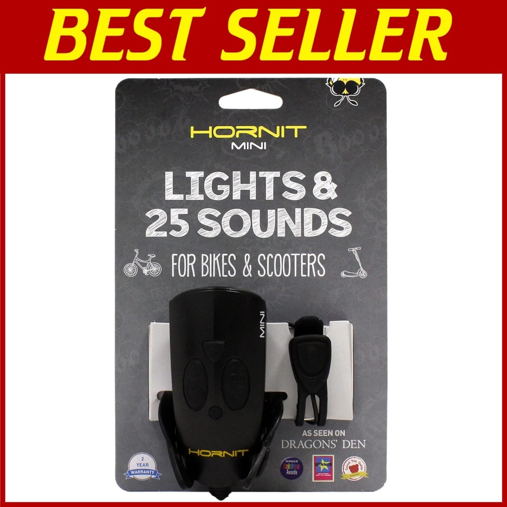 Kids Mini Bike Horn and Headlight with 25 Sounds and 5 Light Modes for Cycling Fun