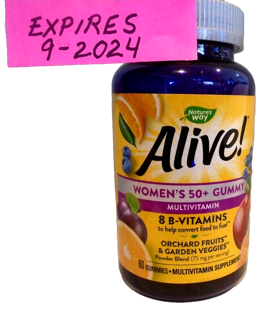 Nature's Way Alive Women's 50+ Gummy Vitamins - Delicious Fruit Flavors, 60 Gummies