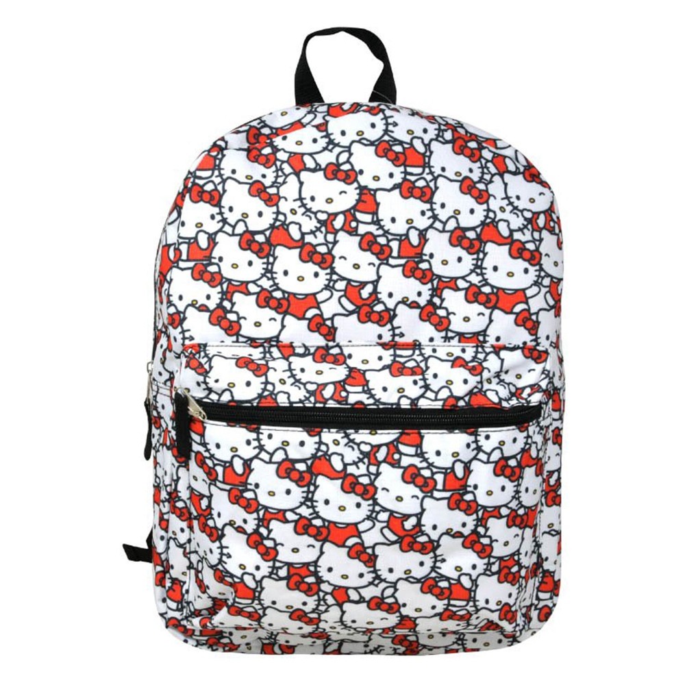 Hello Kitty White Face Print Large 16 Inch Backpack