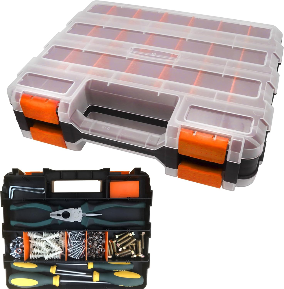 Tools Organizer Box Small Parts Storage Box 50-Compartment Double Side Hardware