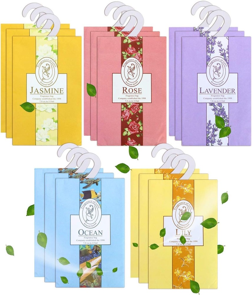 15 Pack Closet Air Freshener, Flower Scented Sachets Bags for Drawer and...