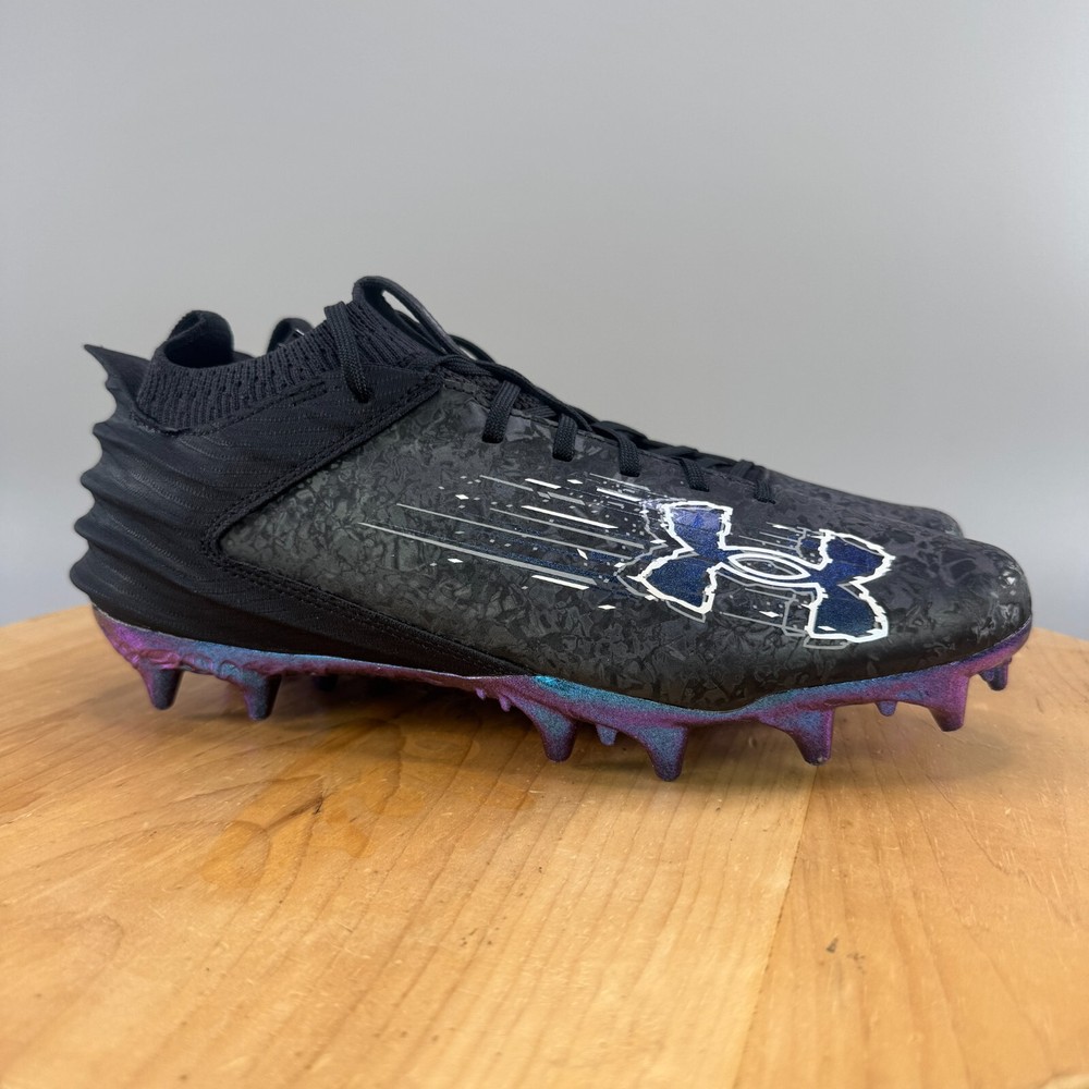 Under Armour Blur Smoke 2.0 MC Suede Mens Size 9 Football Cleats Black NEW